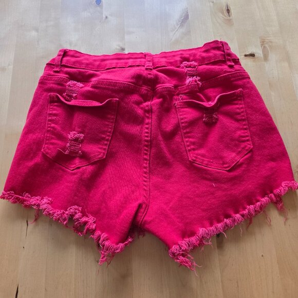 Womens Red Cut Off Size XL Denim Jean Shorts Shein Extra Large - Picture 4 of 6